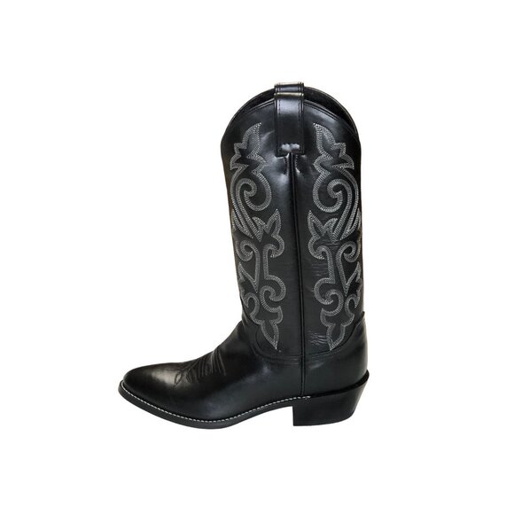 Justin 1409 Cowboy Boots Black Leather Buck Mens 7 1/2 B Western Pull On Rodeo main image 13